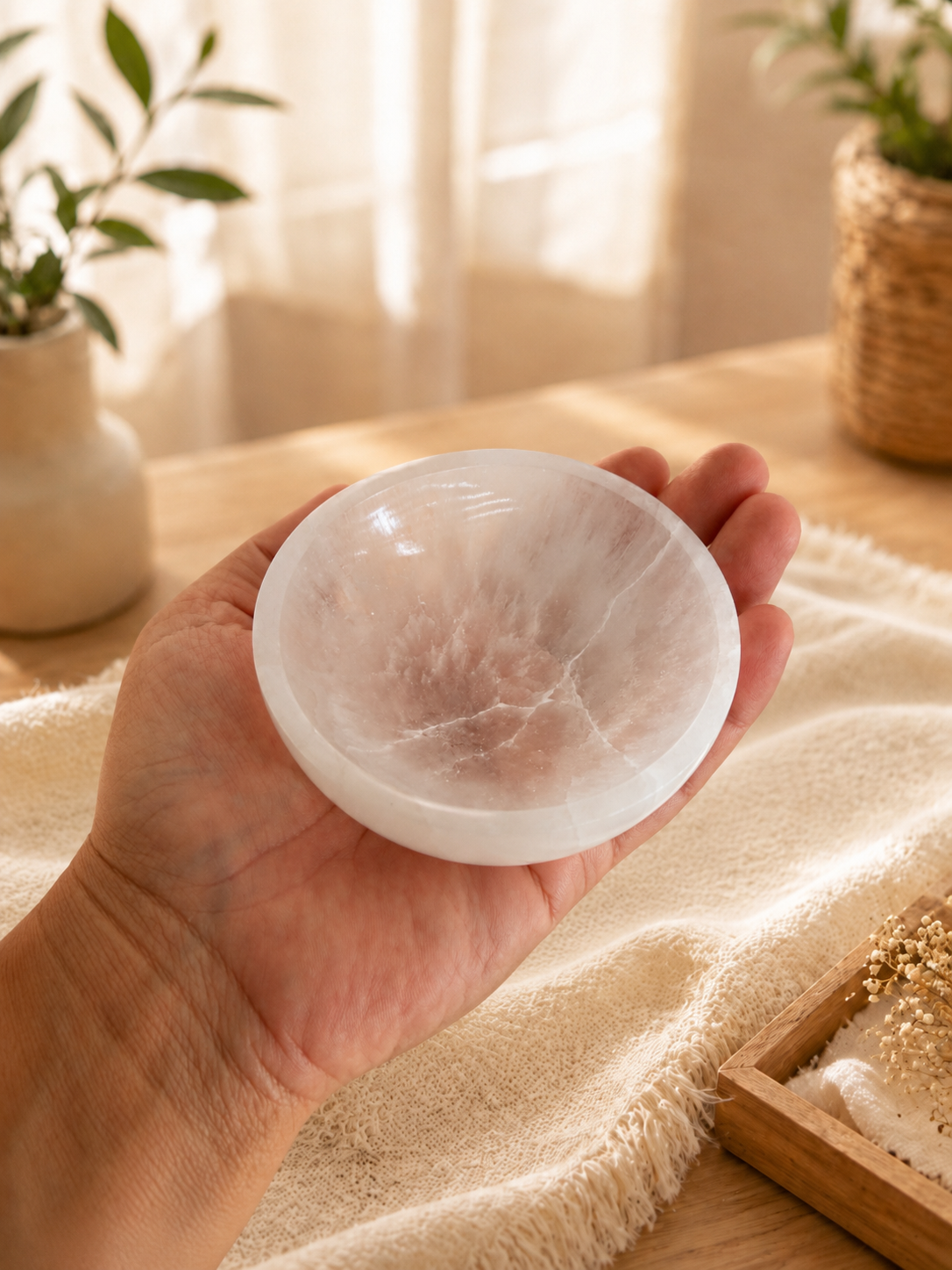 Selenite Bowl - Natural Crystal Decor (Round 4")