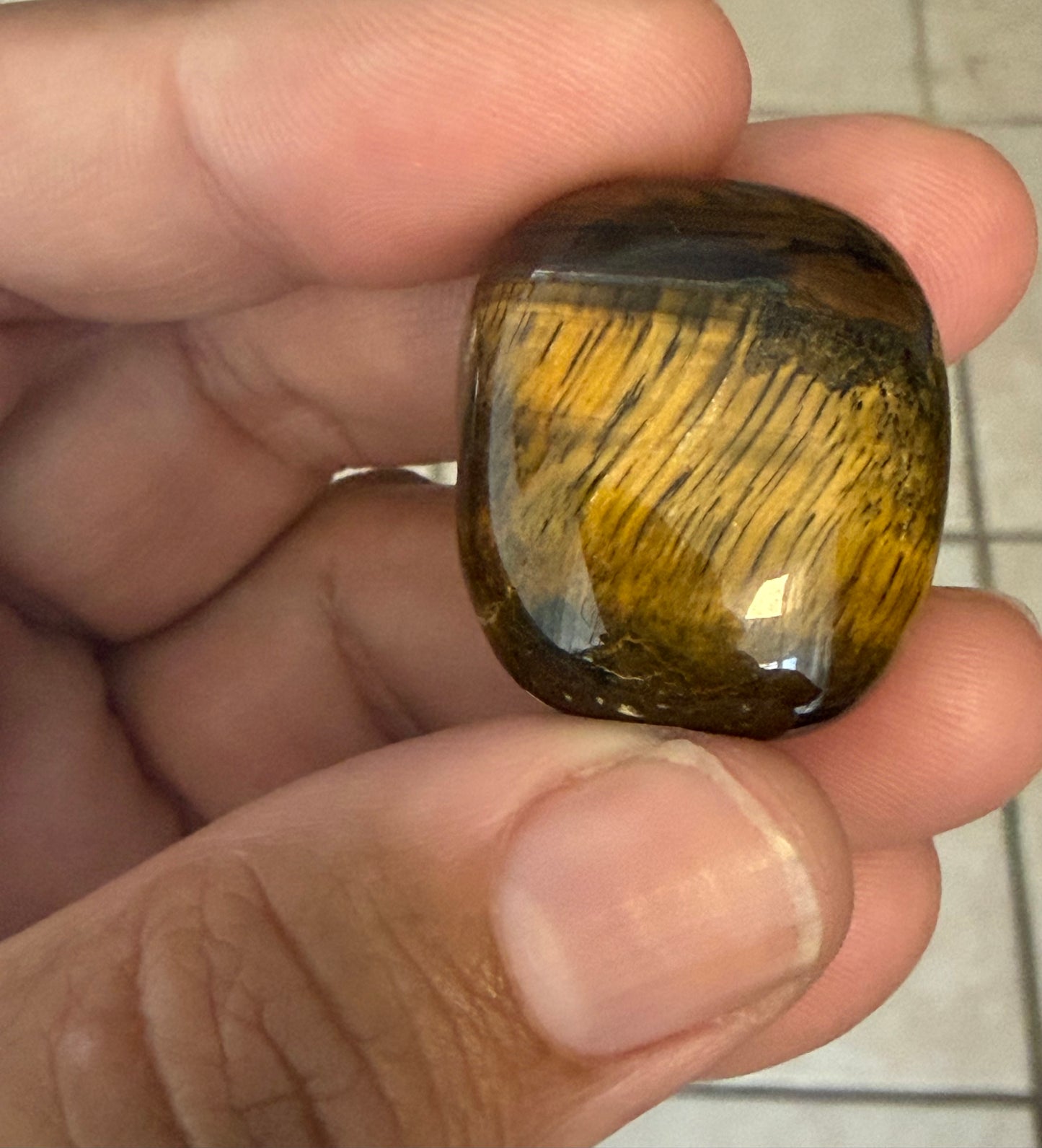 Gold Tigger Eye Tumbled Stone Large - India