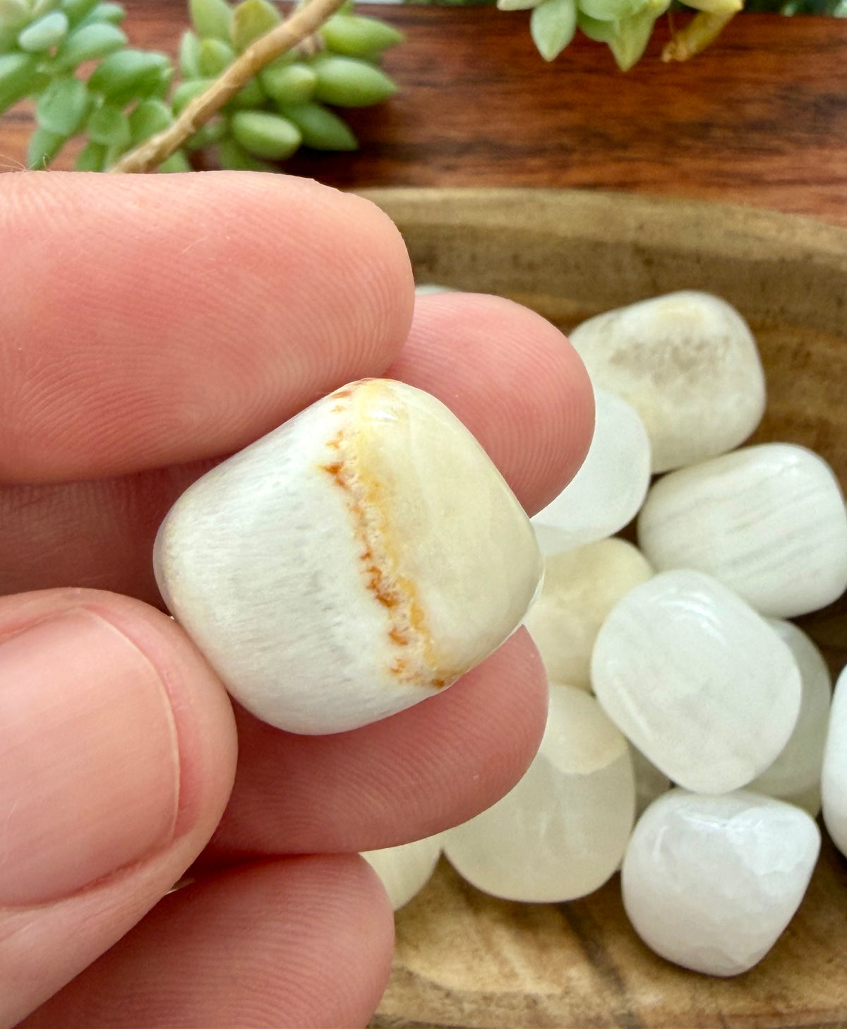 White Aragonite Tumbled Stone Medium