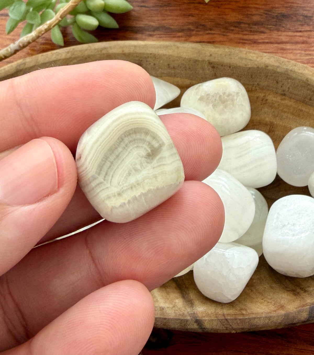 White Aragonite Tumbled Stone Medium