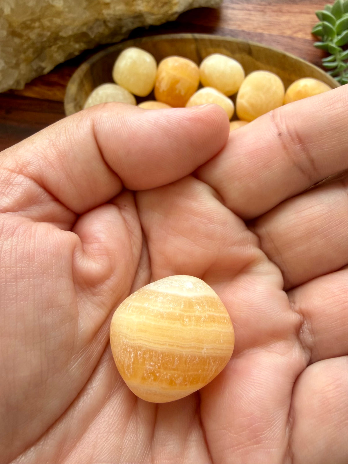Orange Calcite Large Tumbled Stone - Mexico